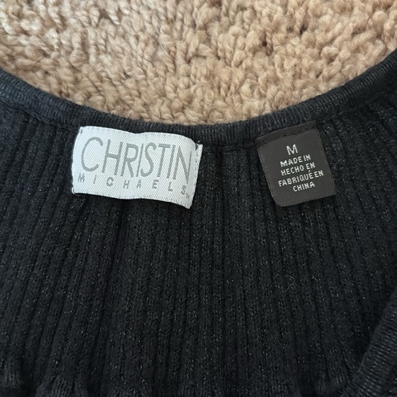 Christin Michaels black sparkle batwing sweater - Picture 2 of 3